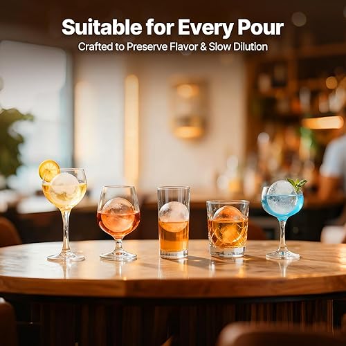 Miniatura 9 de Encimera de bolas de hielo transparentes de 2 pulgadas, máquina de esfera de hielo de cristal, 2 bolas de hielo en 60 minutos, máquina de hielo de