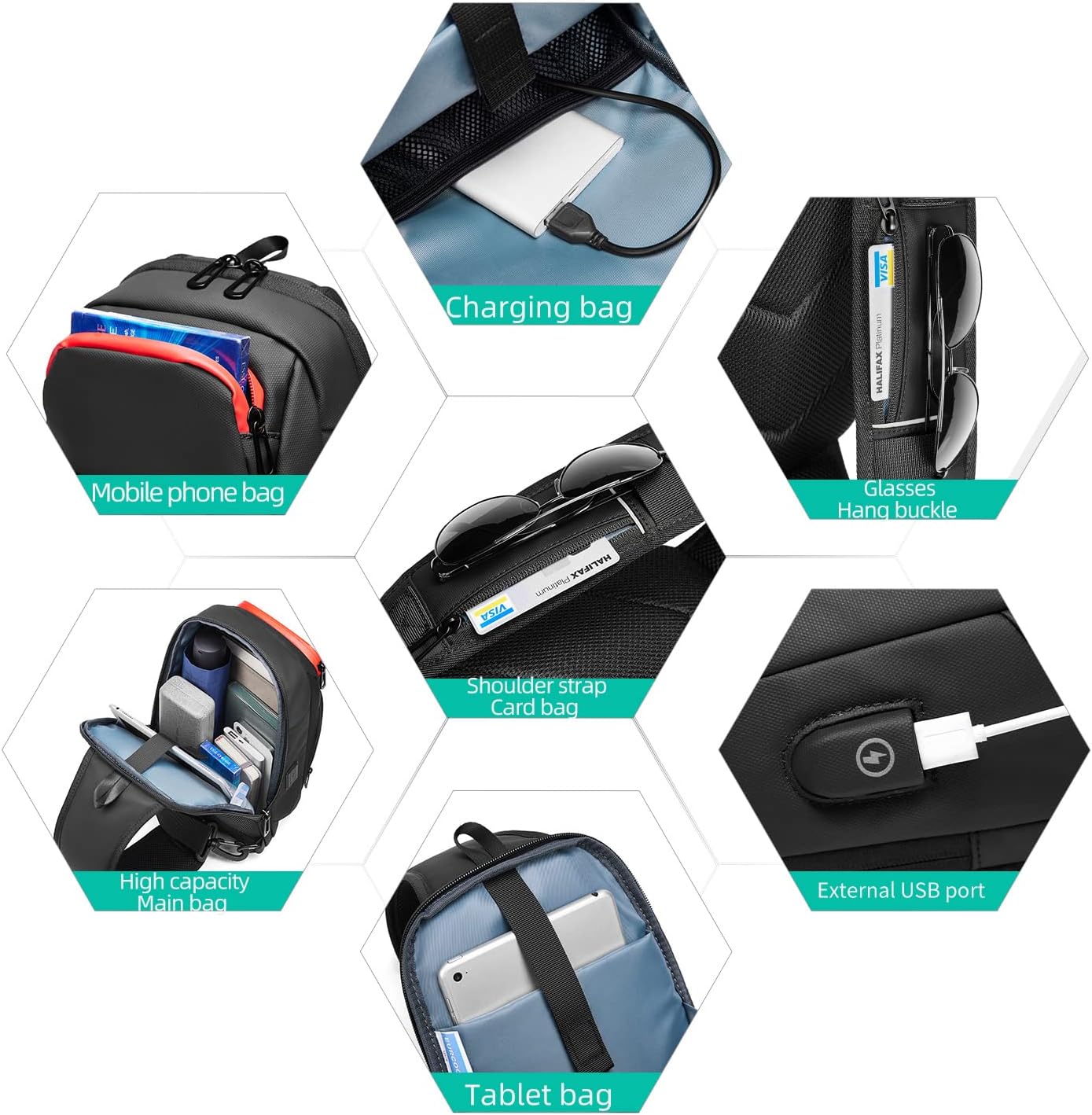 Eurcool Mens Shoulder Bag Sling Bag Crossbody Backpack Shoulder Casual Daypack Rucksack for Men - Image 5