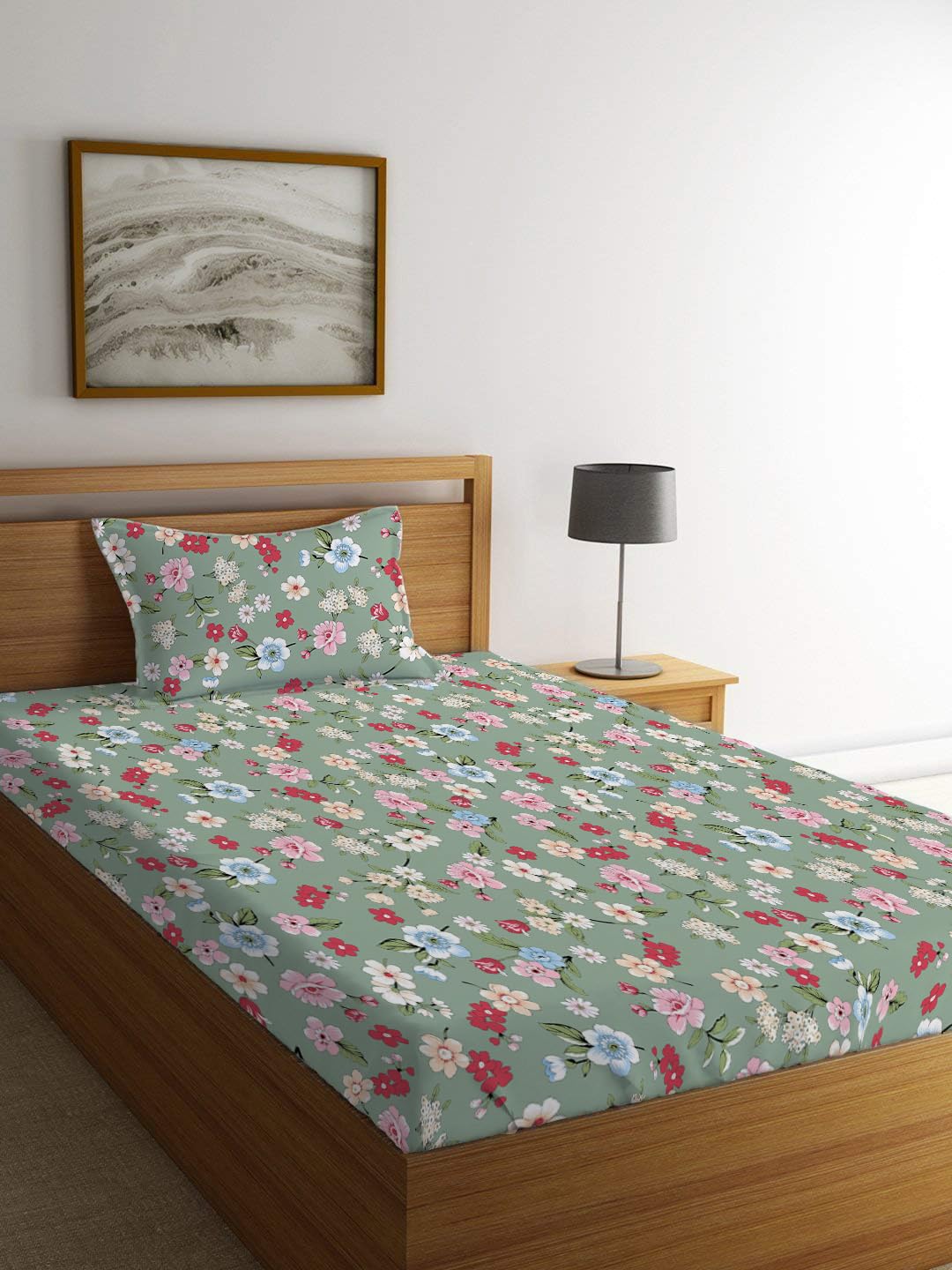 LOOMLYFE Pink Floral Fitted Sheets - Queen Size -6