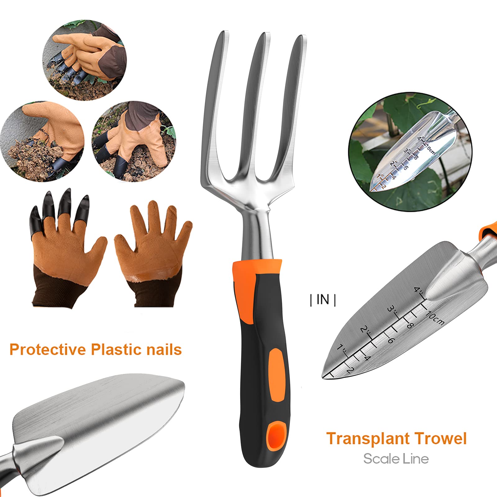Gartenwerkzeug-Sets, 9-teilig, Magnesium-Aluminium-Legierung, Garten-Set, mit rutschfesten Gummihandschuhen und tragbarer Aufbewahrungstasche, Outdoor-Gartenarbeit-Assistent für Erwachsene