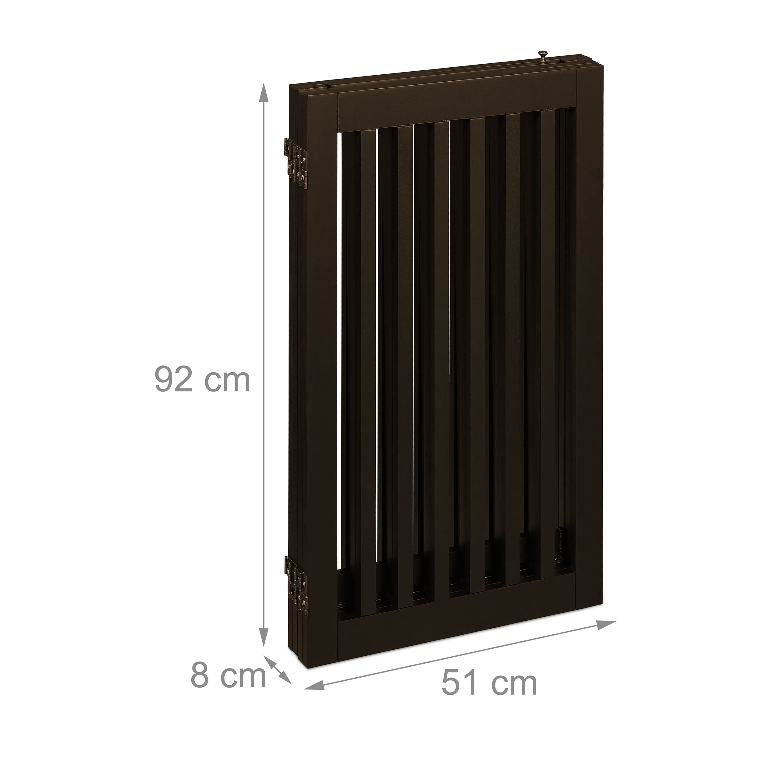 Relaxdays Barrera Seguridad Niños, Valla Protectora, Puerta, 92x206cm, Plegable, Cerca Protección Bebés, Perros, Marrón