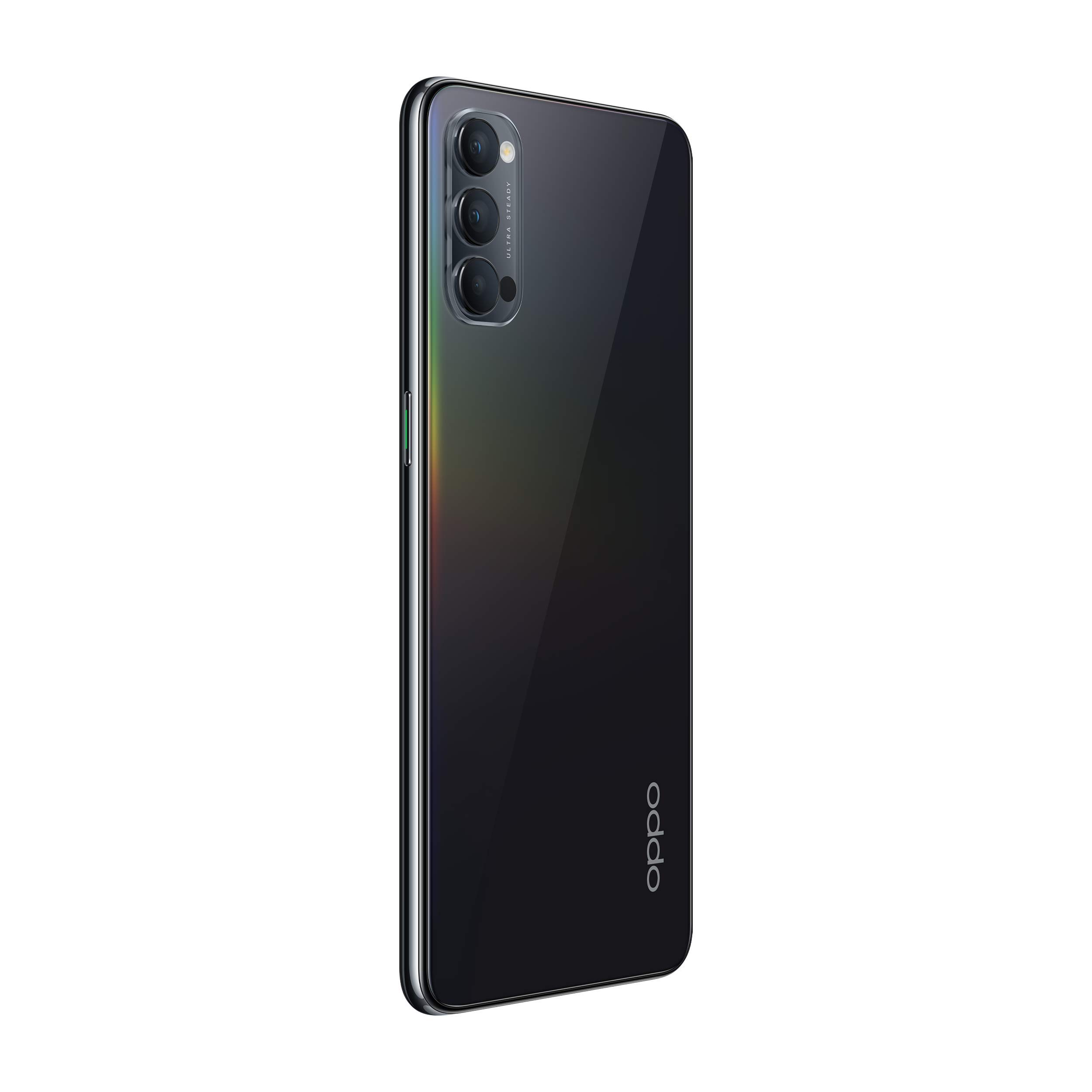 OPPO Reno4 Smartphone 5G, 183g, Display 6.4" FHD+ AMOLED, 3 Fotocamere 48MP, RAM 8GB + ROM 128GB non Espandibile, Batteria 4025mAh, Ricarica SuperVOOC 65W, Dual Sim, [Versione Italiana], Space Black
