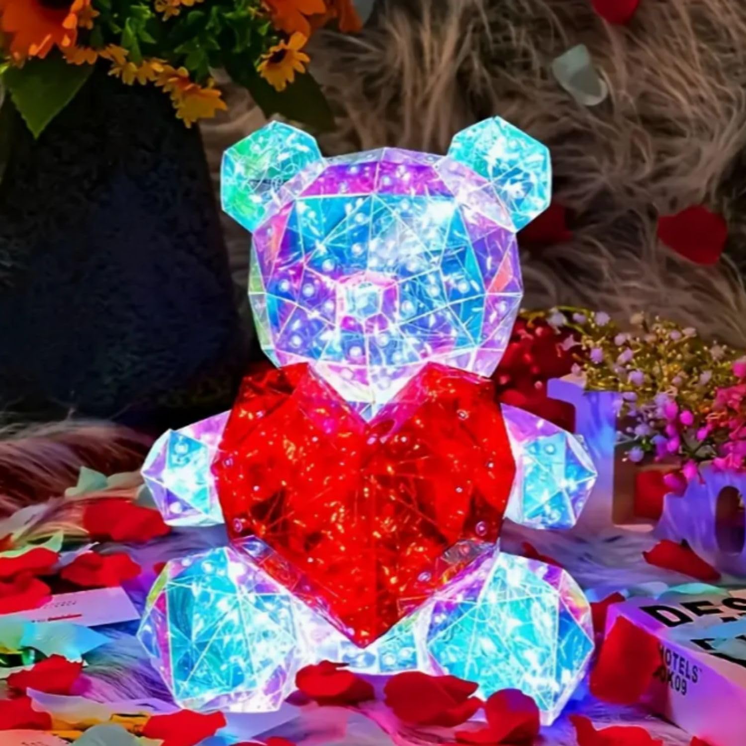 Desidiya® Teddy Bear Corded Electric Plastic Night Lamp - Cute Bear Night Lamp, LED Night Light for Bedroom, Kids Decor, Unique Gift Lamp