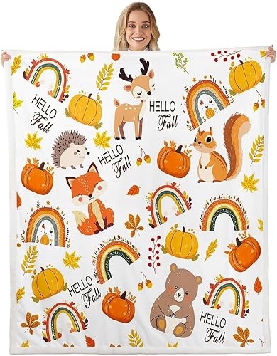 Miniatura 8 de Manfei Bonita manta de gnomo, manta de otoño con hojas de calabaza y girasol para sofá, manta de cosecha de otoño para decoración de habitación