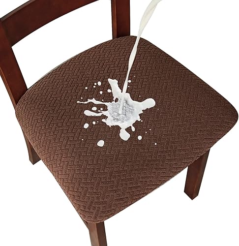 Genina - Fundas impermeables de asiento para sillas de comedor y cocina (color chocolate, 4 piezas)