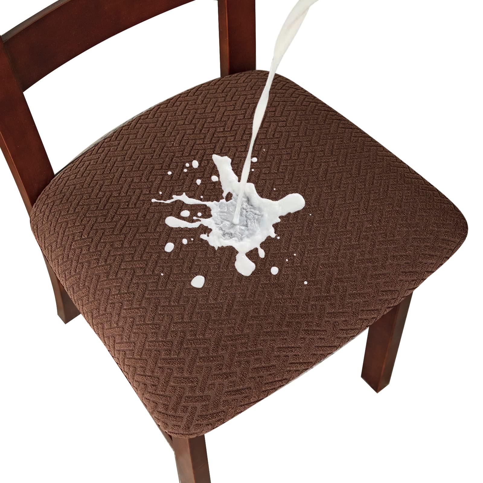 Photo 1 of Genina Waterproof Seat Covers for Dining Room Chairs Covers Dining Chair seat Covers Kitchen Chair Covers slipcovers (Chocolate, 4 Pcs)