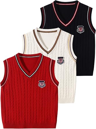 Boys Girls Sweater Vest Cable Knit Toddler Kid Uniform Vest Boy Clothes Pullover Knitted Top 4-12Years