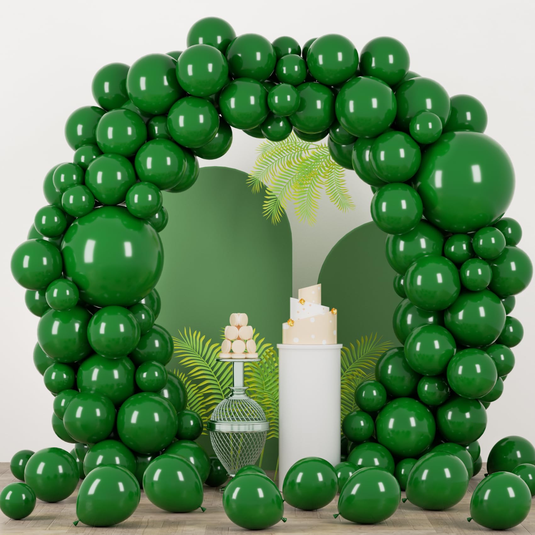 Voircoloria 90pcs Dark Green Balloons Garland Arch Kit, 18 12 10 5 Inch