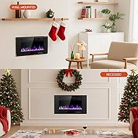 Vista 8 de Chimenea eléctrica de 30 pulgadas para empotrar y colocar en la pared, chimenea eléctrica con control remoto, calentador de chimenea, chimenea