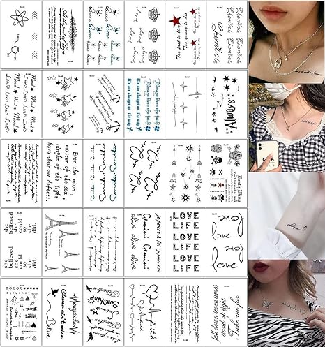 Amazon Co Jp Tuzuru タトゥーシール ステッカー 防水 文字 英字 記号 30枚セット おまけ付き 服 ファッション小物