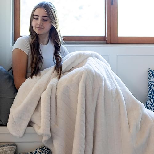 Miniatura 4 de Minky Designs - Manta de oso polar de visón  Manta ultrasuave de piel sintética para sofá, cama y hogar  esponjosa, cálida y lujosa  Colección Posh