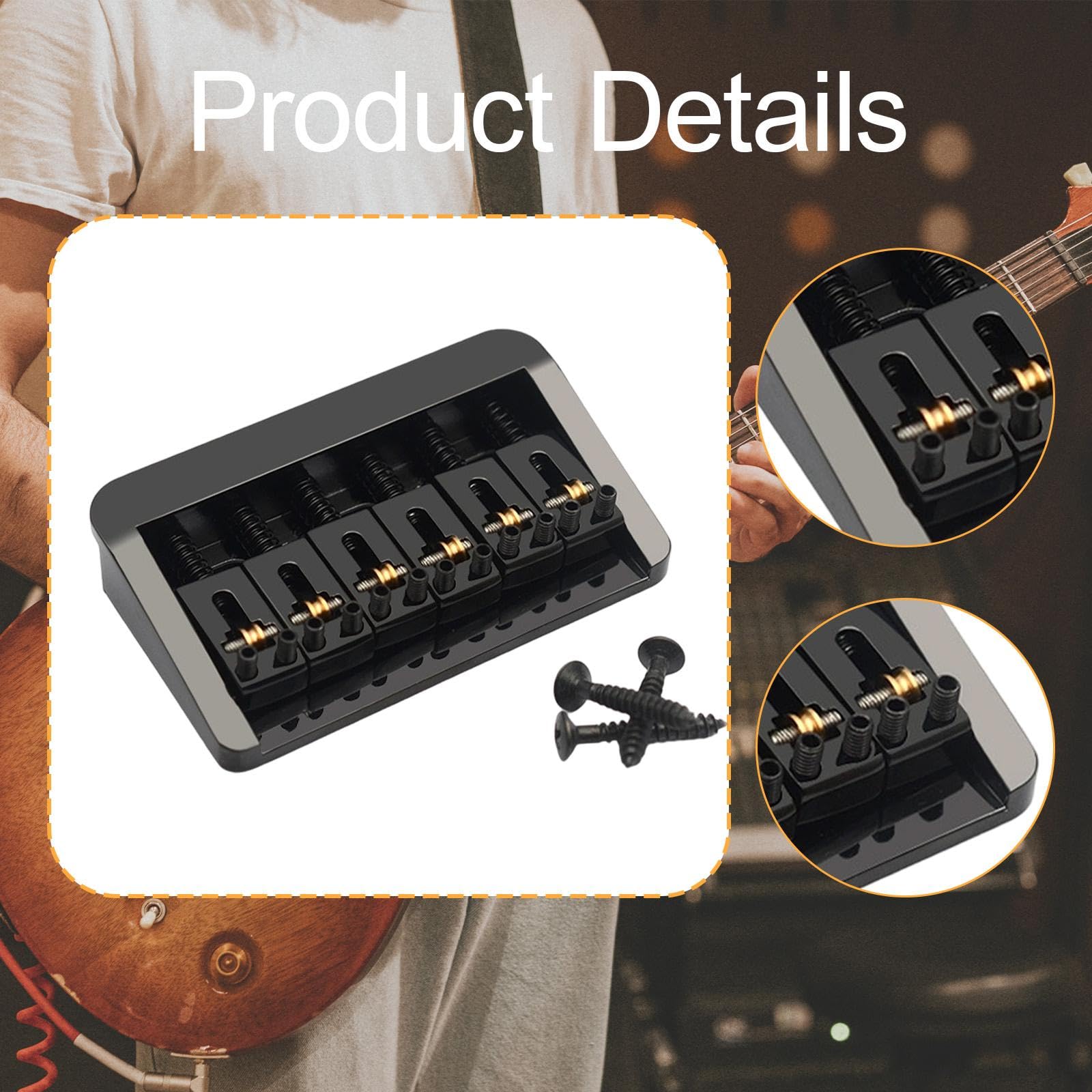 Generic Chevalet Fixe de Basse En Alliage de Zinc, Multifonctionnel avec Vis de Fixation, pour Guitare électrique et Basse, Noir