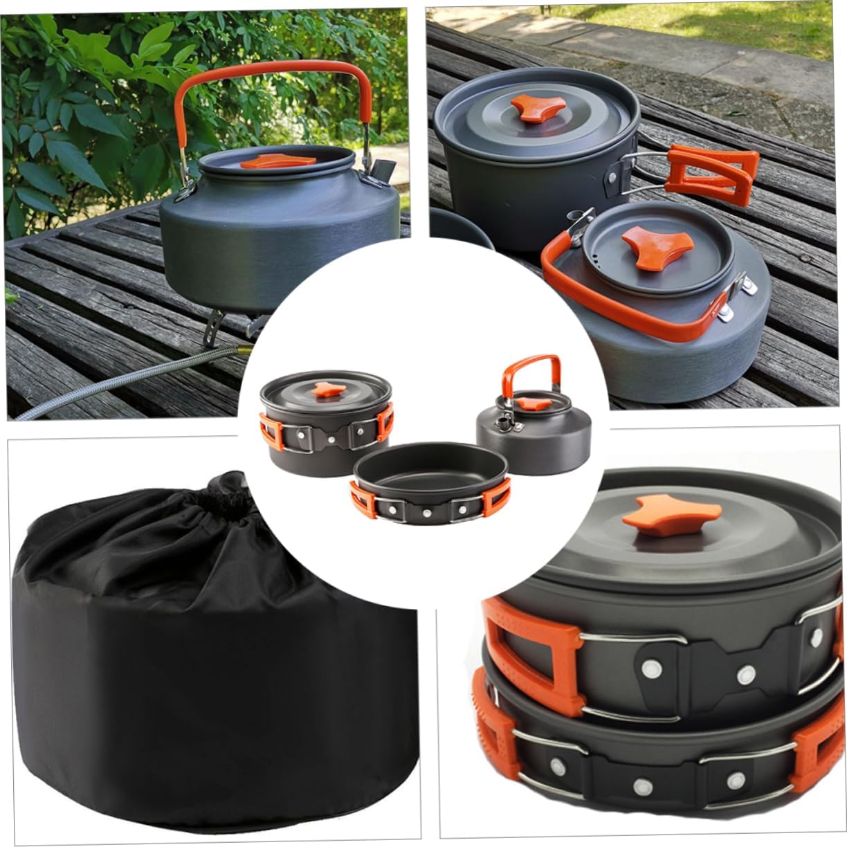 Portable Camping Pot Aluminum Cookware Kettle Cutlery for Hiking Picnic and Outdoor Cooking