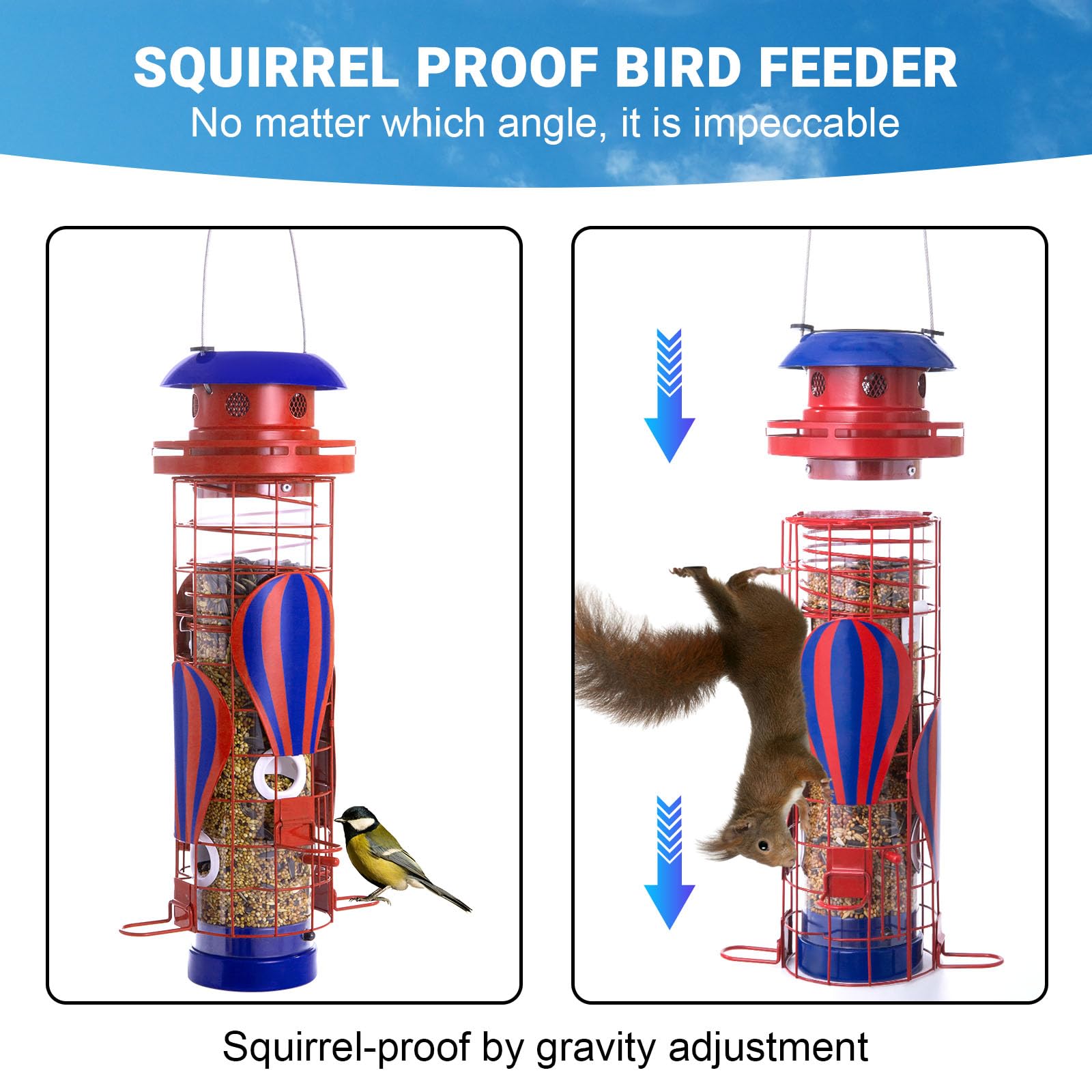 Beserie Comedero solar para pájaros para colgar al aire libre, a prueba de ardillas, comedero de metal impermeable para pájaros silvestres, comederos de cardenales, regalos para amantes de los
