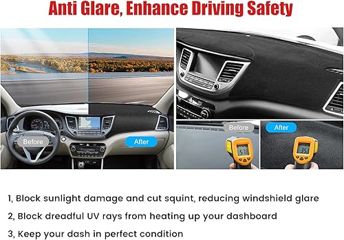 Miniatura 5 de Alfombrilla de repuesto para salpicadero para Nissan Altima 2007 2008 2009 2010 2011 2012 (negro)