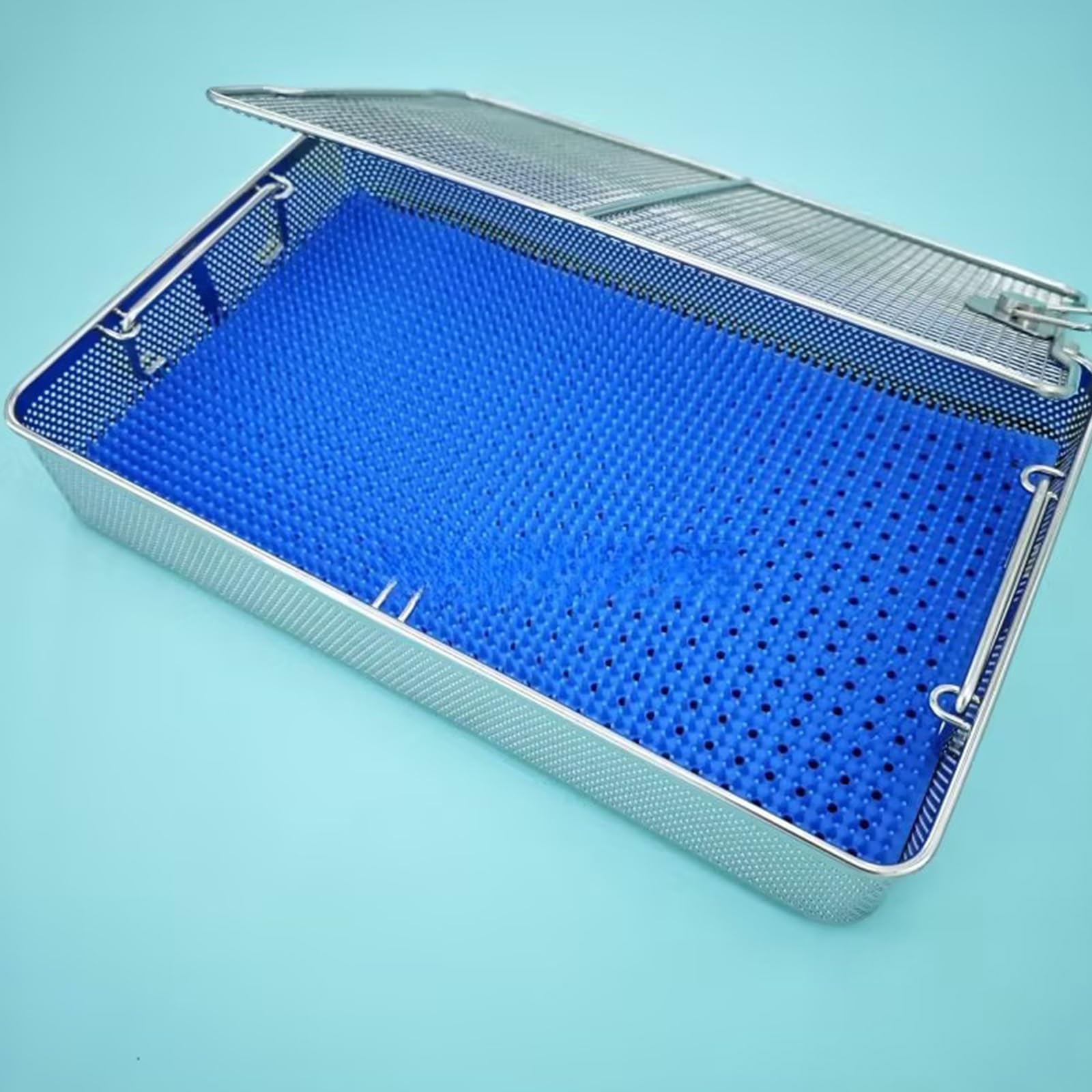 Cestas de esterilización for Instrumental quirúrgico, Caja de esterilización for Instrumental médico quirúrgico, con Almohadilla de Silicona, aptas for Laboratorios(40x30cm/15.7x11.8in)