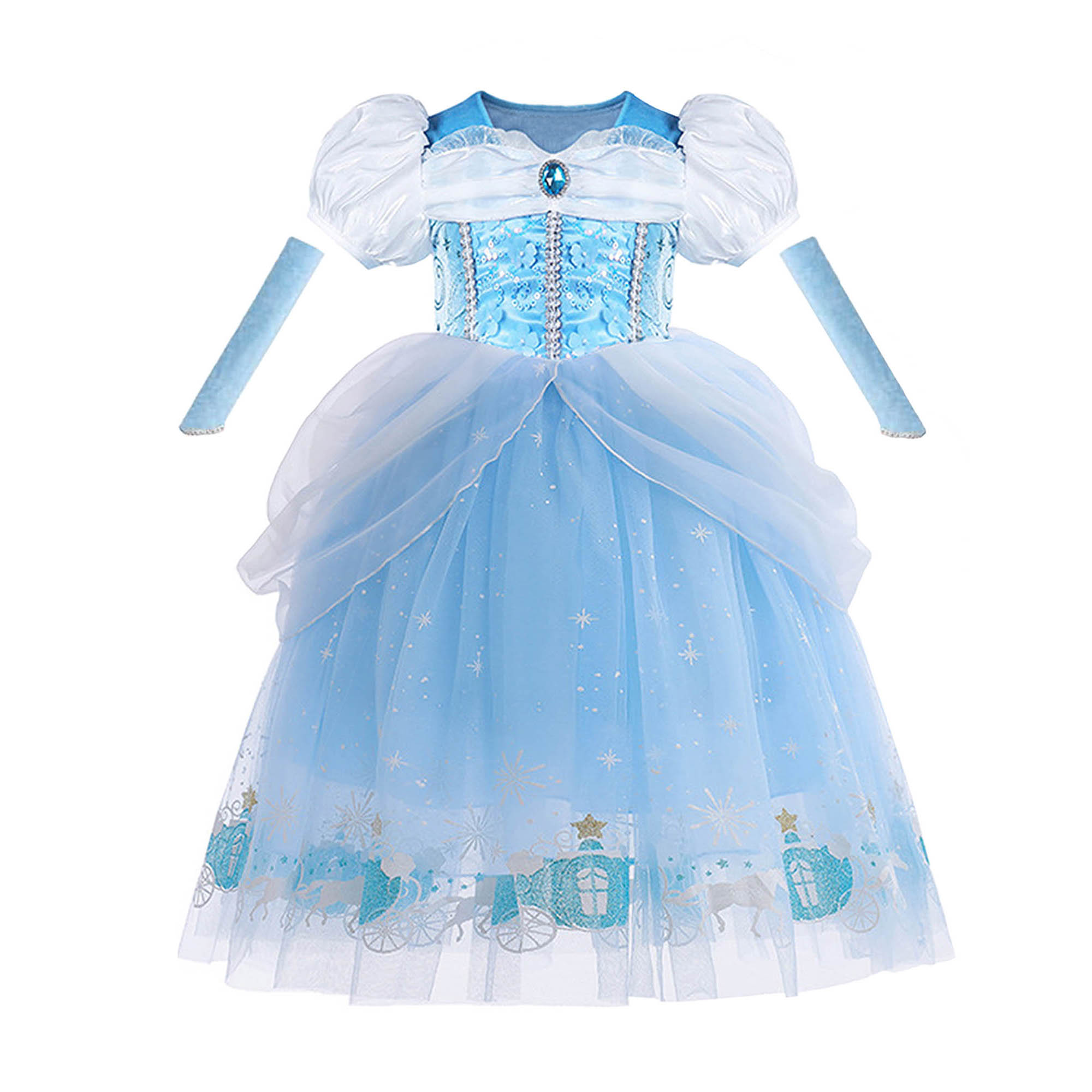 Disfraz completo princesa azul para niñas 9-10 años miniatura 7