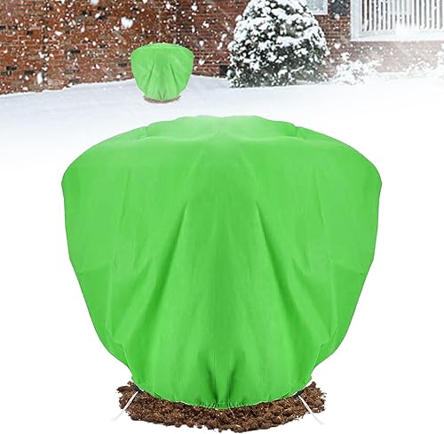 Protección contra la congelación de la cubierta de plantas, 6 pies de diámetro. Tela no tejida redonda gruesa para arbustos con cordón, manta