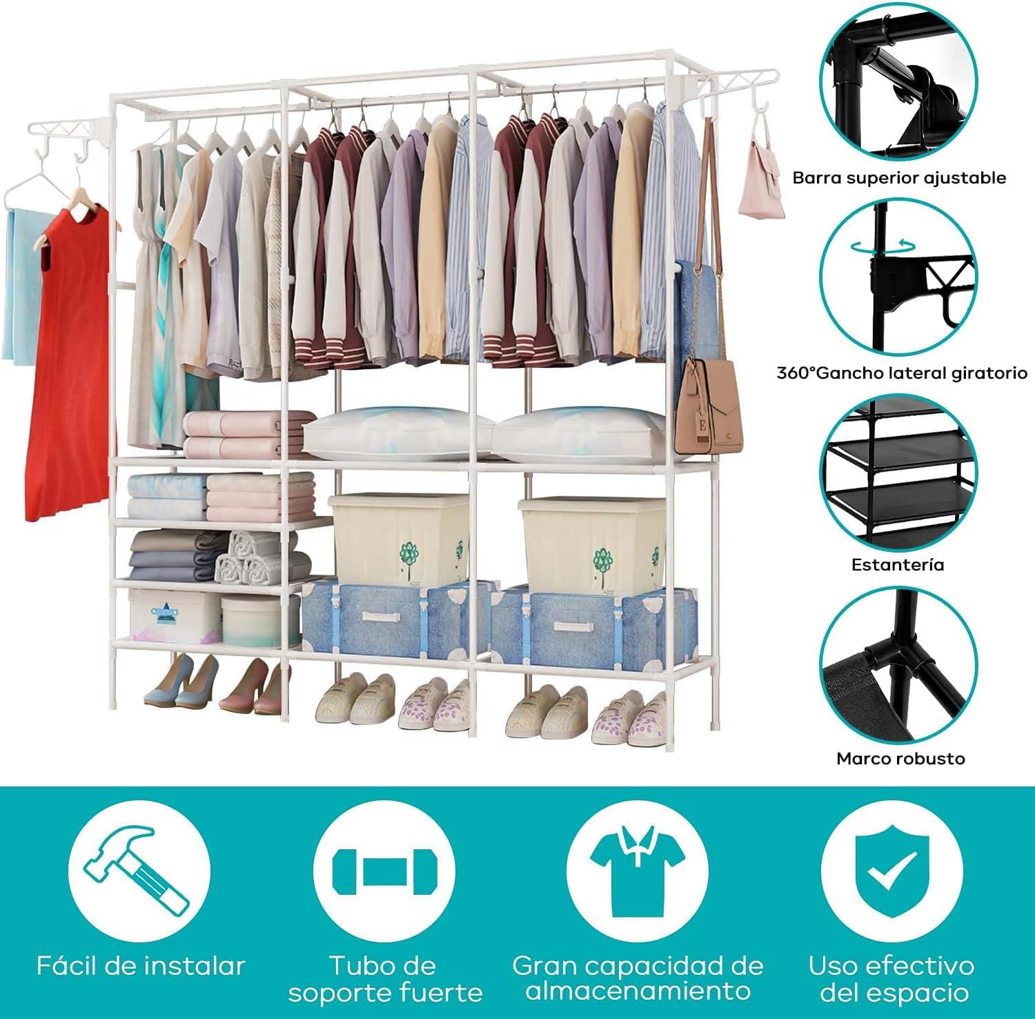 Rack Para Ropa Tucorresi Perchero De Esquina Organizador De