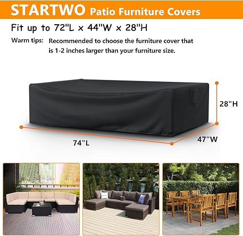 Miniatura 8 de STARTWO Fundas para muebles de patio, impermeables, resistentes al desgarro, rectangular, para mesa y sillas, funda de sofá modular para exteriores,