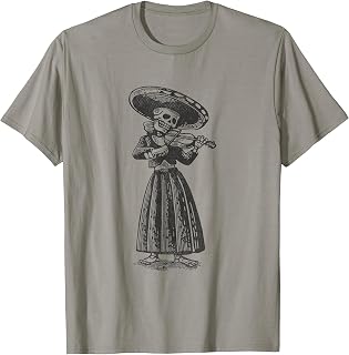 Mexican Skeleton Playing Violin Halloween Outfit Violinist T-Shirt
