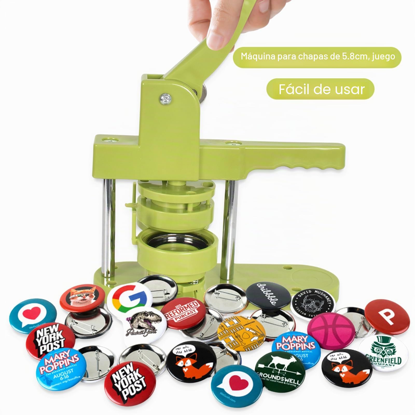 Máquina de Fabricante de Botones de 58 mm, Máquina de Botón de Diversión Fuerte que Incluye Conjuntos de 100 Botones, Kit de Fabricación de Insignias Fácil de Usar, para Aficionados Pequeñas Empresas