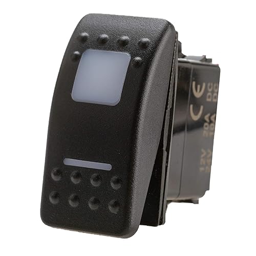 Miniatura 24 de Amarine Made Interruptor basculante impermeable de 12 V 20 A, interruptor de 2 posiciones, barco, DPDT, 7 pines con 2 luces LED (azul)
