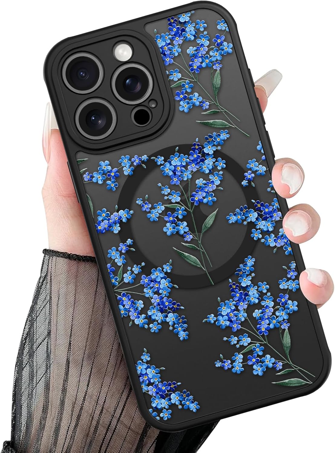 Magnetic for iPhone 17 Pro Max Case, Compatible with Magsafe, Pretty Rose Peony Floral Pattern for Women Girls, Full Camera Protection, Translucent Matte Phone Cover, Brown