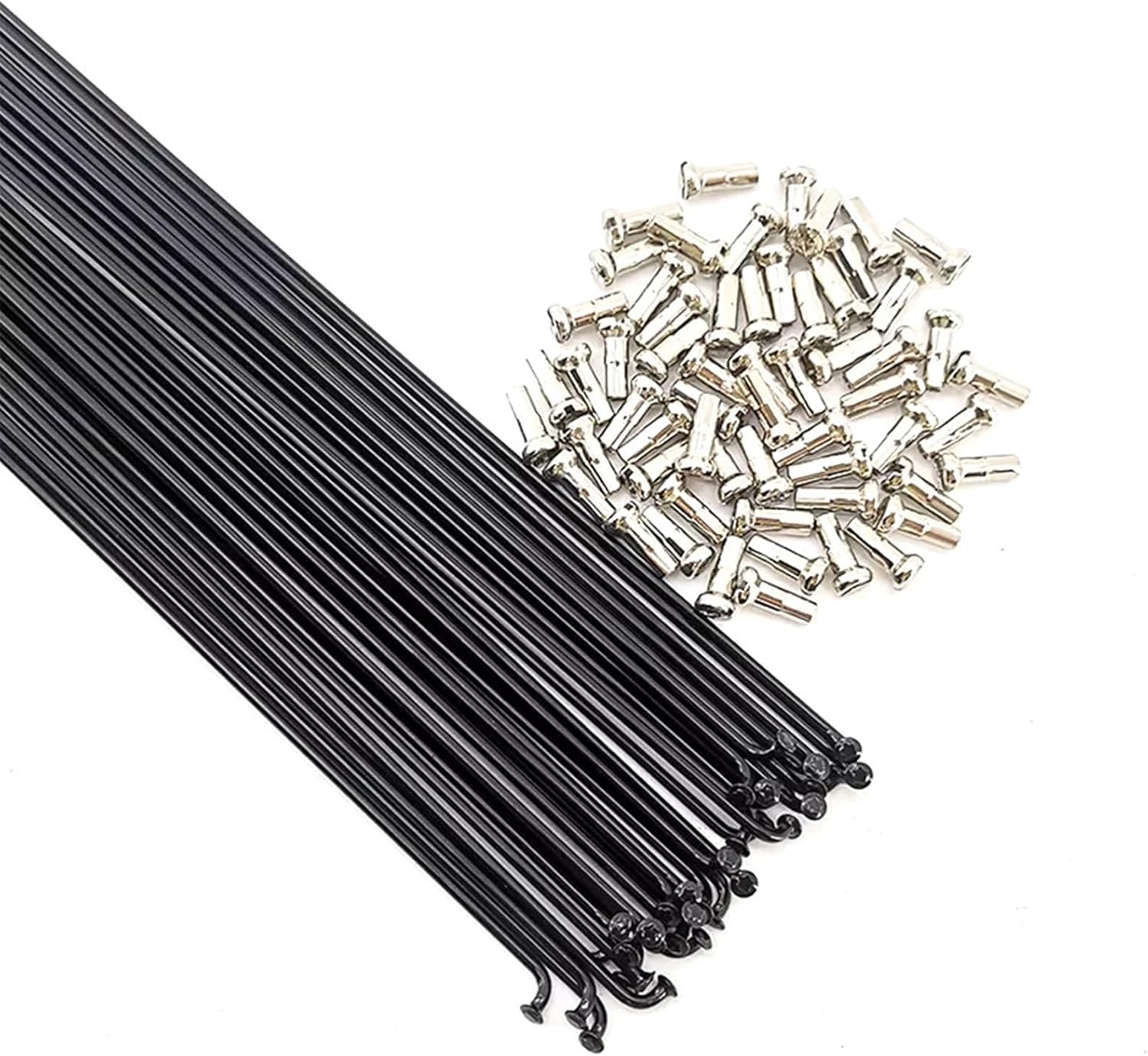 36PCS 14G Black Bicycle Spokes - Stainless Steel Bike Spokes with Nipples,90mm-305mm, Suitable for Road Bikes/City Bikes