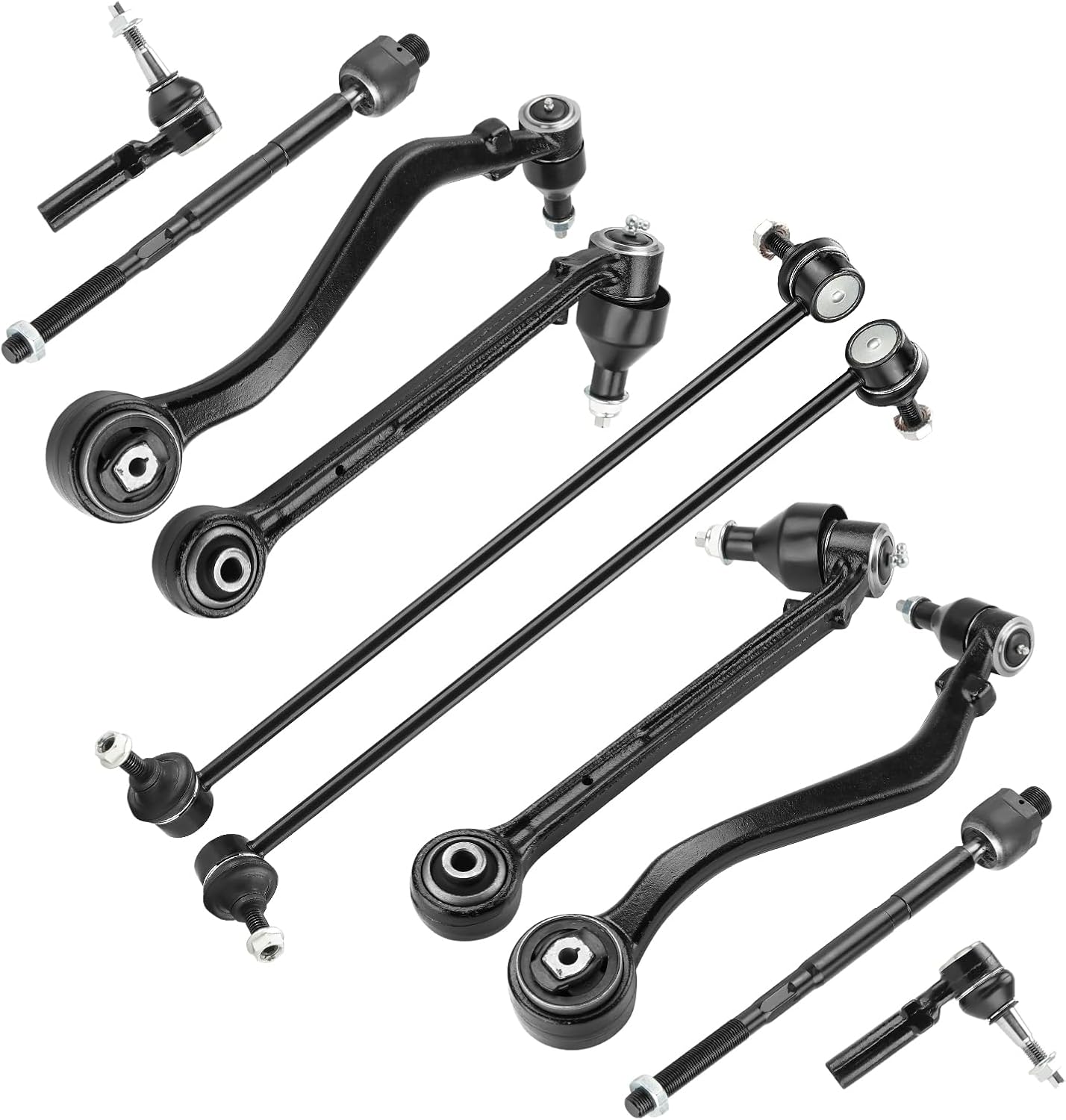 10pc Front Lower Forward Rearward Control Arms Suspension Kit Fit for Chevrolet Camaro 2010 2011 2012 2013 2014 2015 with Tie Rods Sway Bars