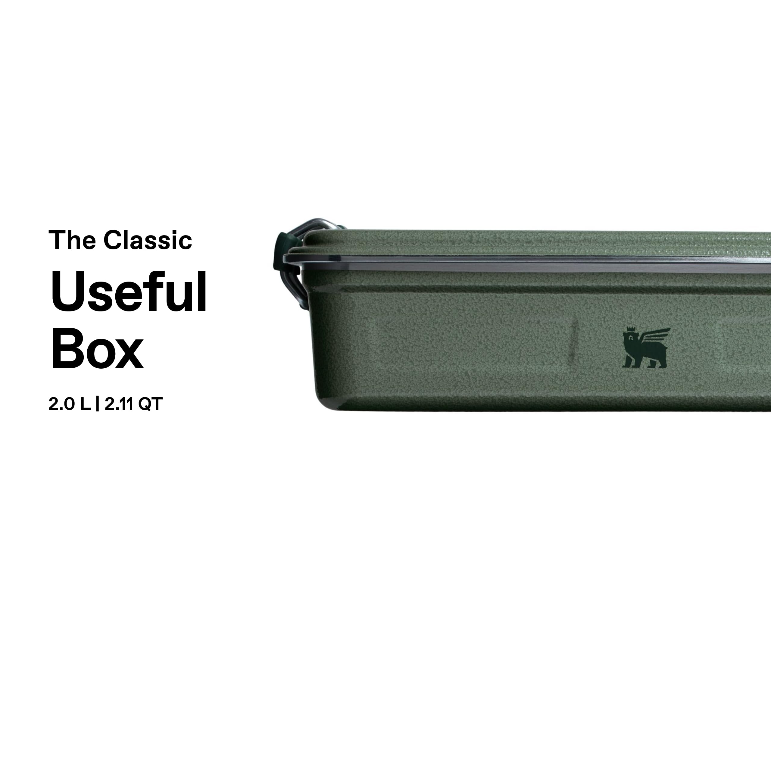 STANLEY 1913 Useful Classic Box 2L - Hammertone Green | Edelstahl-Lunchbox - Stapelbar - BPA-frei - Sicherer Verschluss - Spülmaschinenfest