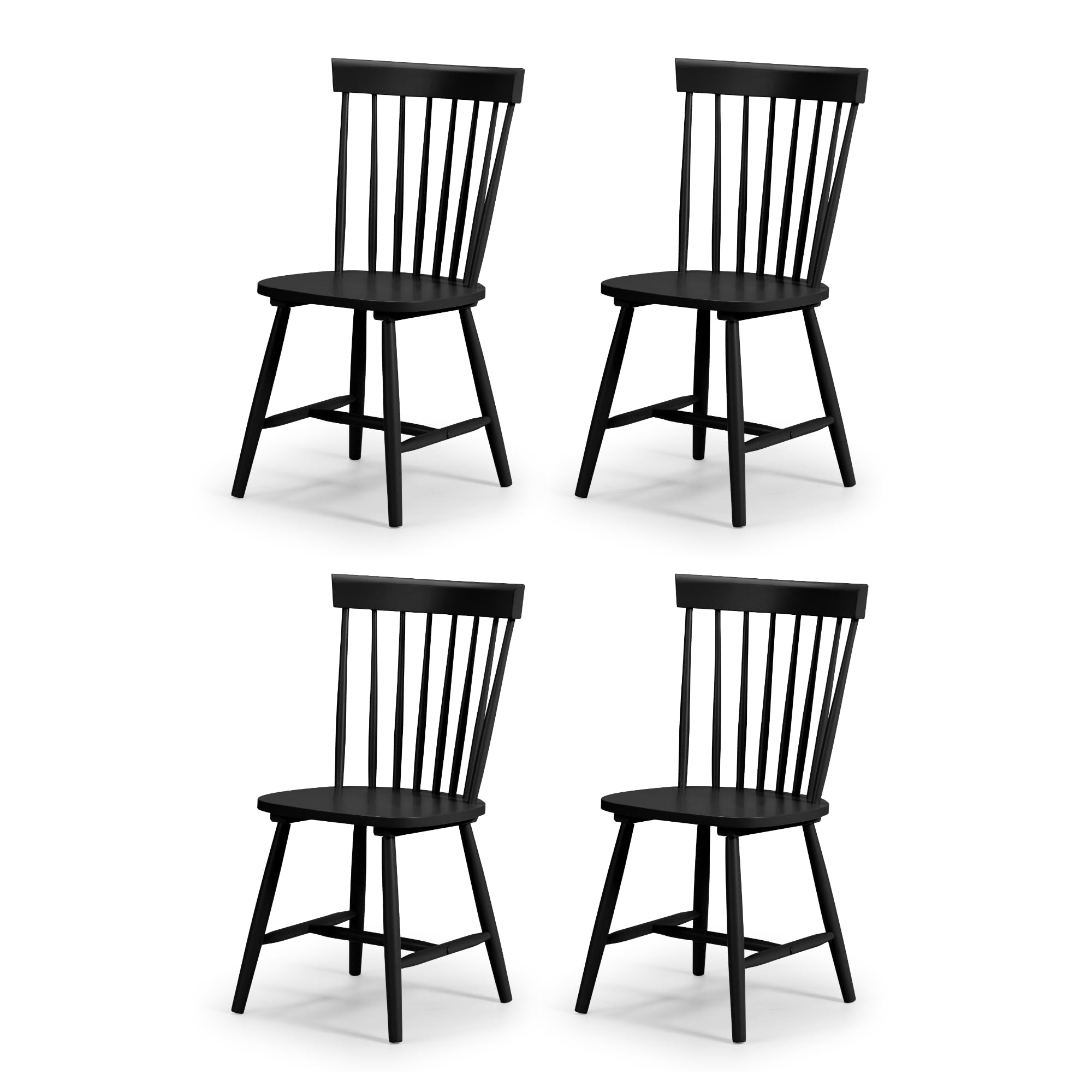 Julian Bowen Torino Dining Chairs, Set of 4, Black - H89.5 x W52 x D49cm