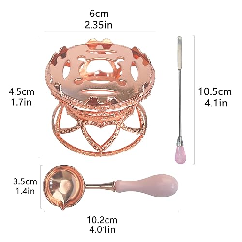 Miniatura 10 de Kit de sellado de cera de metal con cuchara y barra de agitación, kit de sellos de cera para derretir varillas de cera o cuentas de cera para boda,