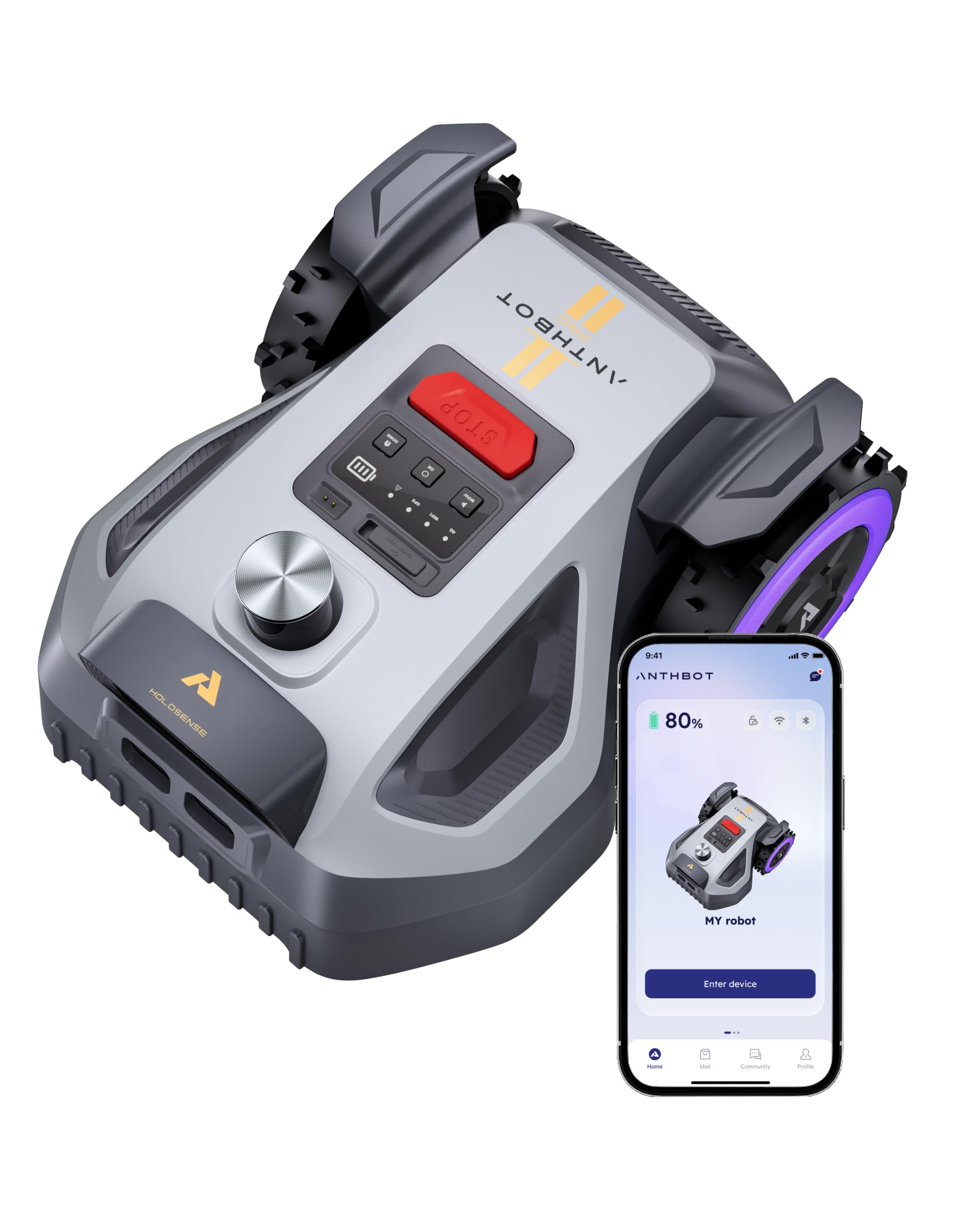 ANTHBOT M9 Pro Mähroboter ohne Begrenzungskabel – HoloSense 4-in-1 Navigation (360° LiDAR, RTK/NetRTK, Dual-Vision), 1000㎡, 45% Steigung, Schnitthöhe per App, Rasenmäher Roboter für komplexe Gärten
