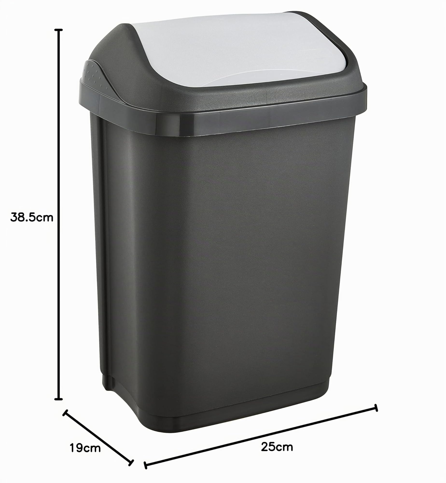 keeeper Pattumiera con Coperchio Basculante, 10 L, Swantje, Grigio Grafite