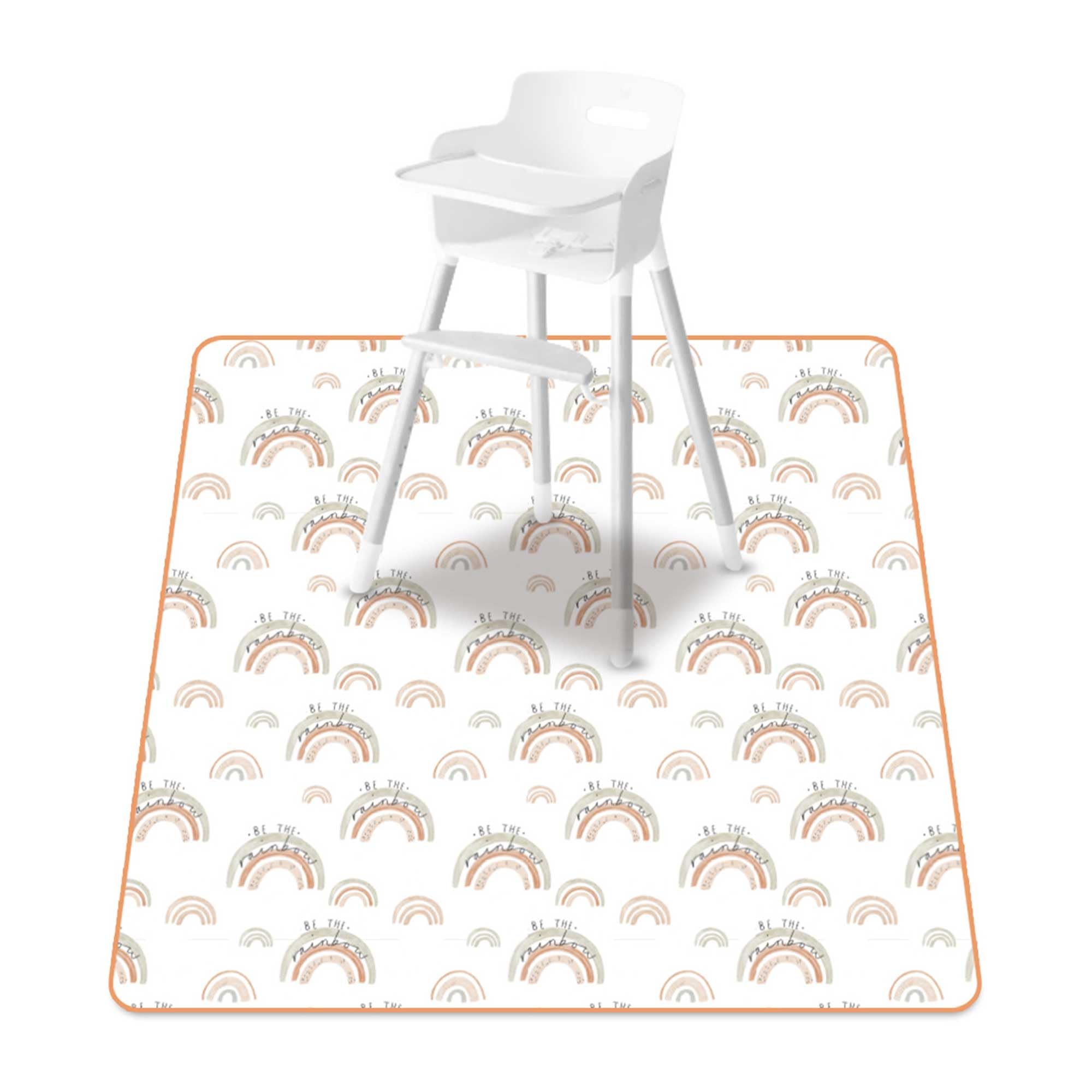 Baby Splat Mat for Under High Chair, 51 x 51 Inch(Rainbow)