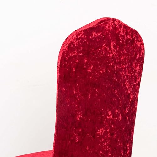 Miniatura 6 de Efavormart - Funda elástica para silla de banquete de terciopelo triturado rojo y elastano con bolsillos para los pies, funda para silla de boda,