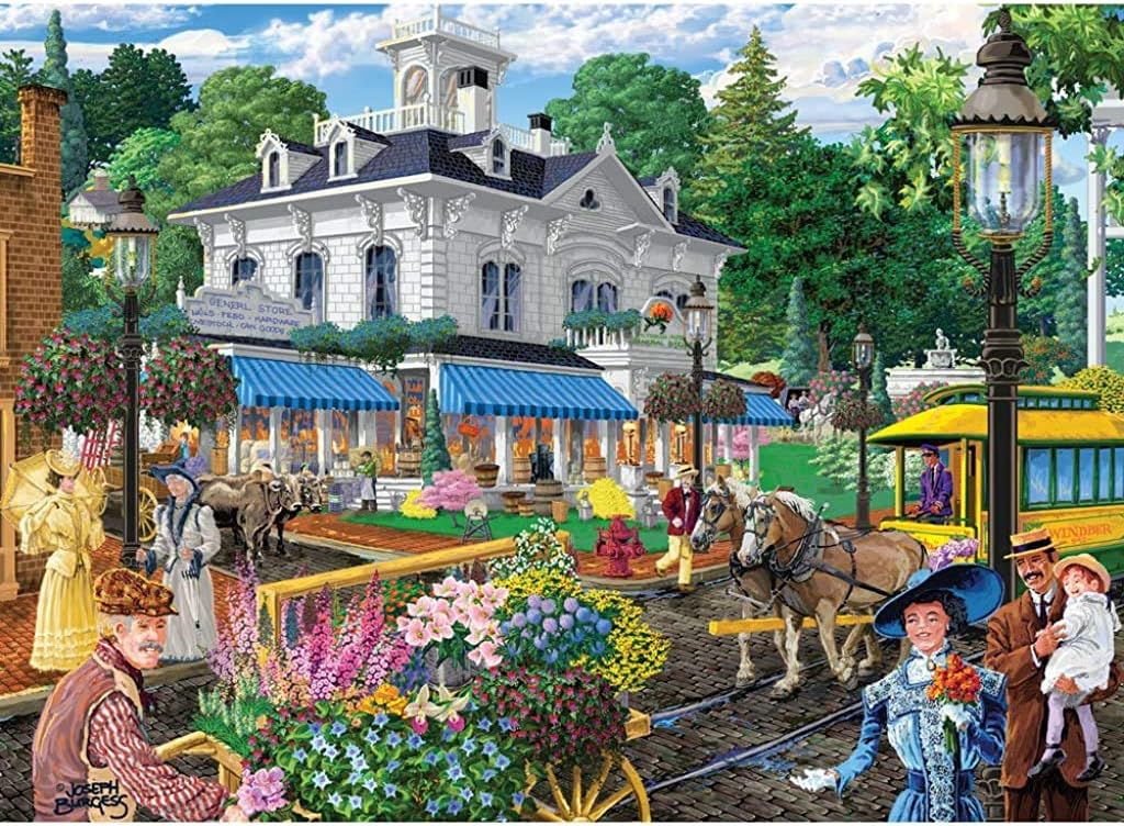 Bits and Pieces - 500 Piece Jigsaw Puzzle -Victorian Spring - Busy Town Center - by Artist Joseph Burgess - 500 pc Jigsaw