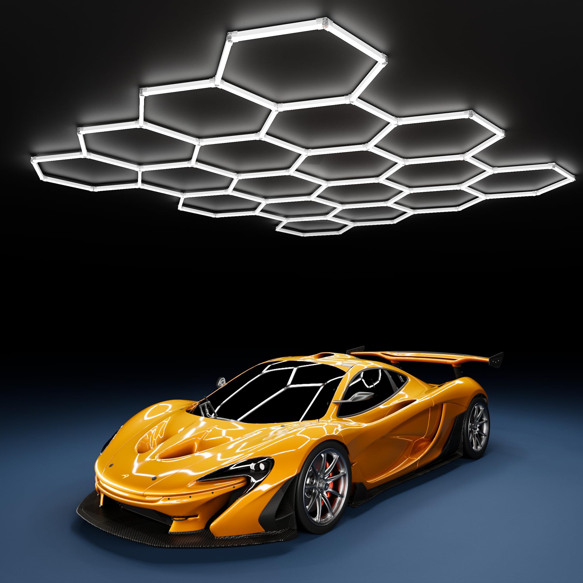 Photo 1 of **MISSING PARTS***MODERN 18Grids Hexagon Garage Light: 72Pack 574W 70000LM High Brightness Hexagon Garage Lights-Easy Install Honeycomb Ceiling Lights for Warehouse, Gym Basement, Exhibition Hall