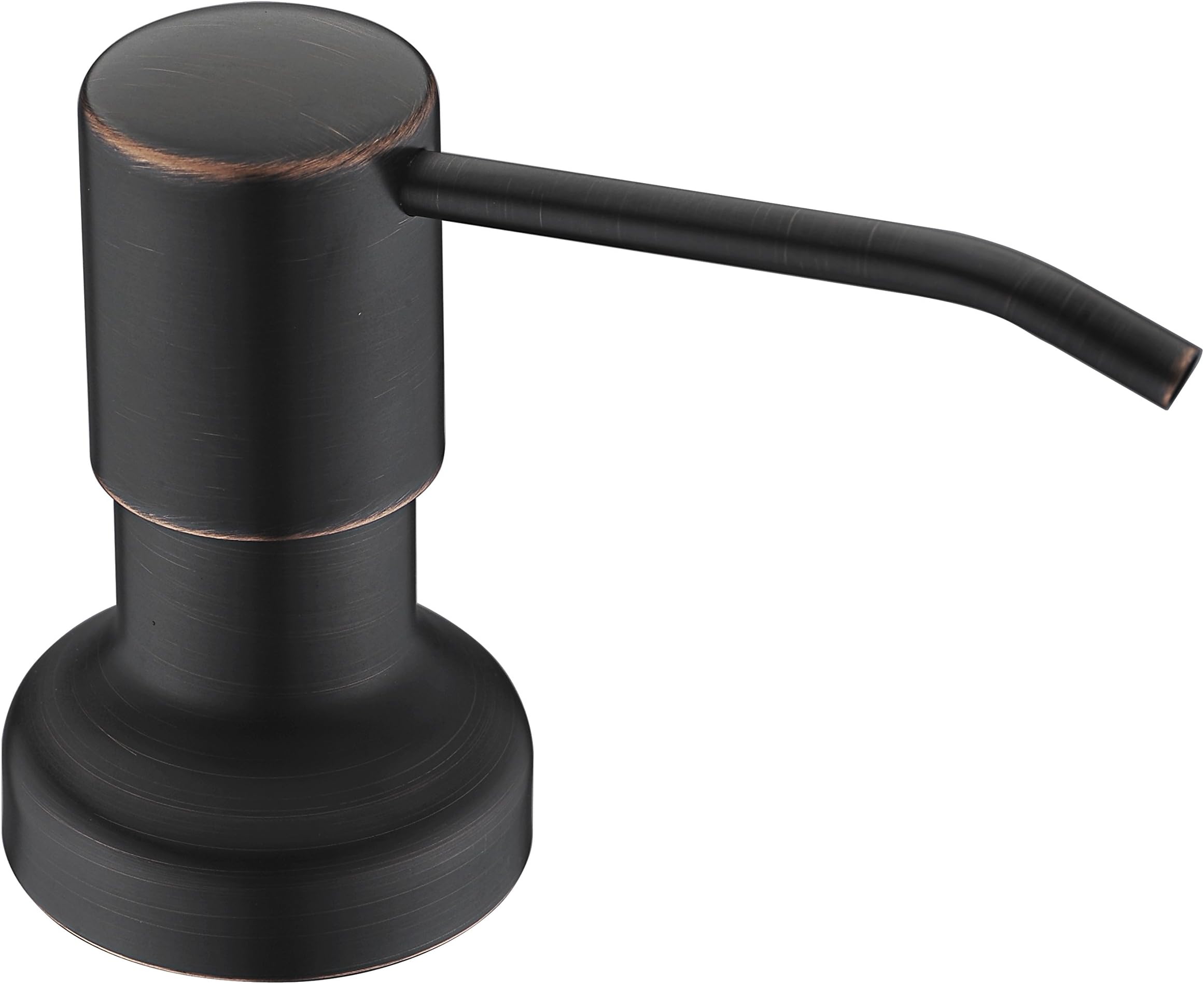 Built in Soap Dispenser for Kitchen Sink,Stainless Steel Pump Head Long Spout with 17Oz PET Food Safe Material Soap Bottle, Oil Rubber Bronze Finish Sink Kitchen Soap Dispenser Refill from The Top