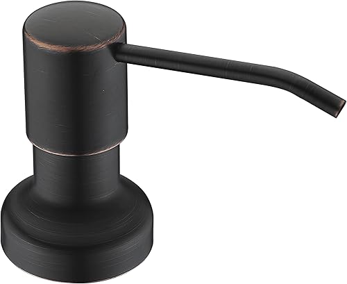 Dispensador de jabón integrado para fregadero de cocina, cabezal de bomba de acero inoxidable con boquilla larga de material PET de 17 onzas,