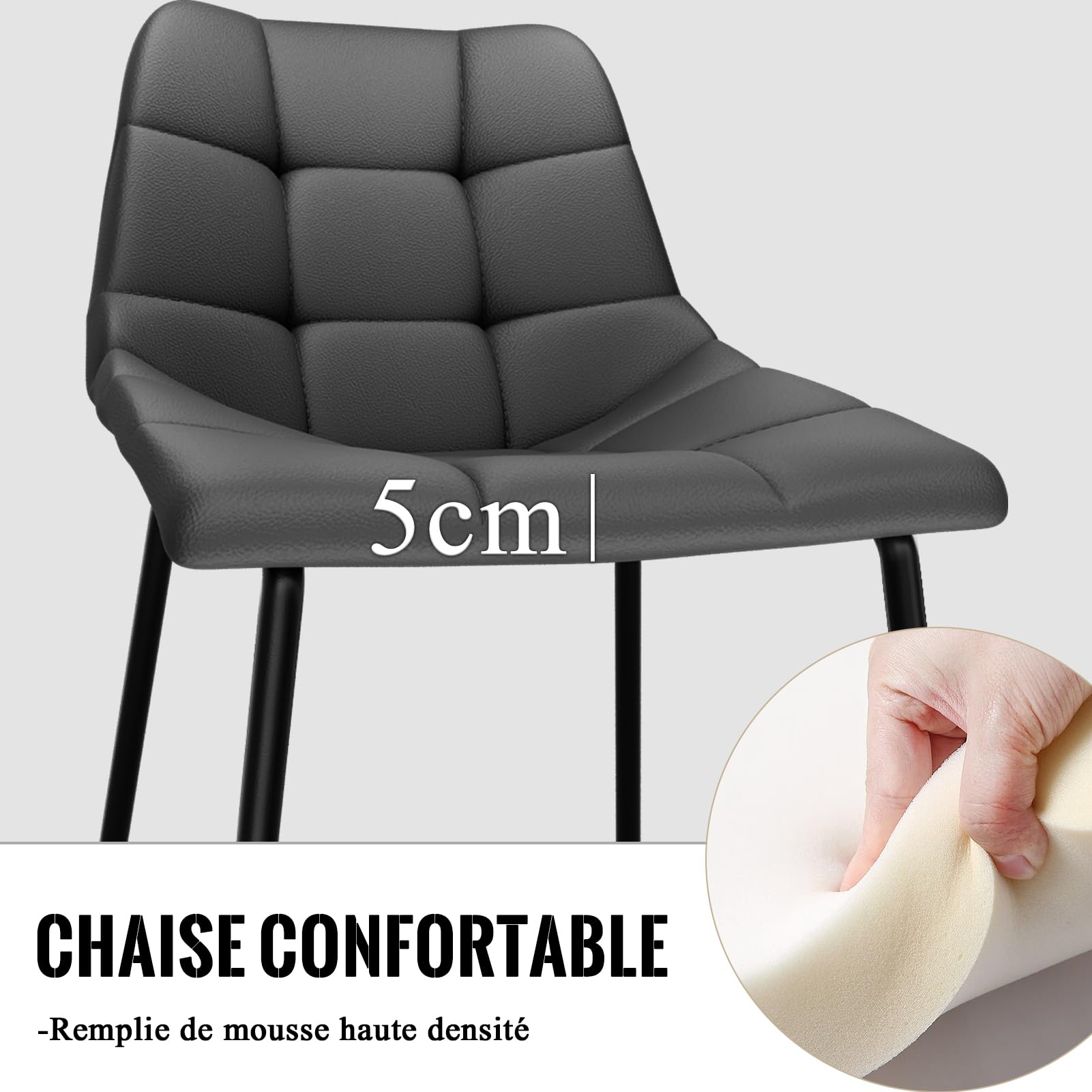 Set di 6 sedie da pranzo in stile scandinavo con schienale alto e gambe in metallo, eleganti mobili da cucina e soggiorno per un'elegante esperienza culinaria
