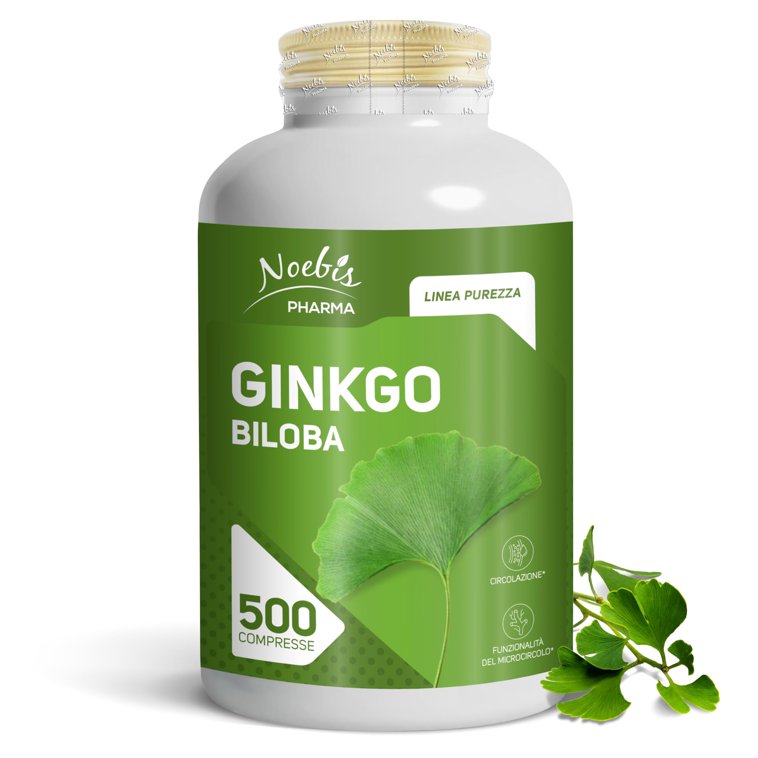 Ginkgo Biloba Noebis Pharma - Estratto Secco di Foglie - 500 Compresse - Microcircolo e Circolazione