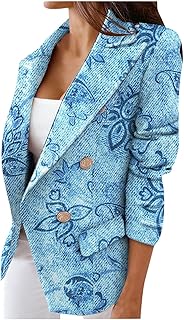 Women's Casual Plaid Blazer Suit Long Sleeve Lapel Button Slim Work Office Jacket Shirt Fall Winter Coat Open Front