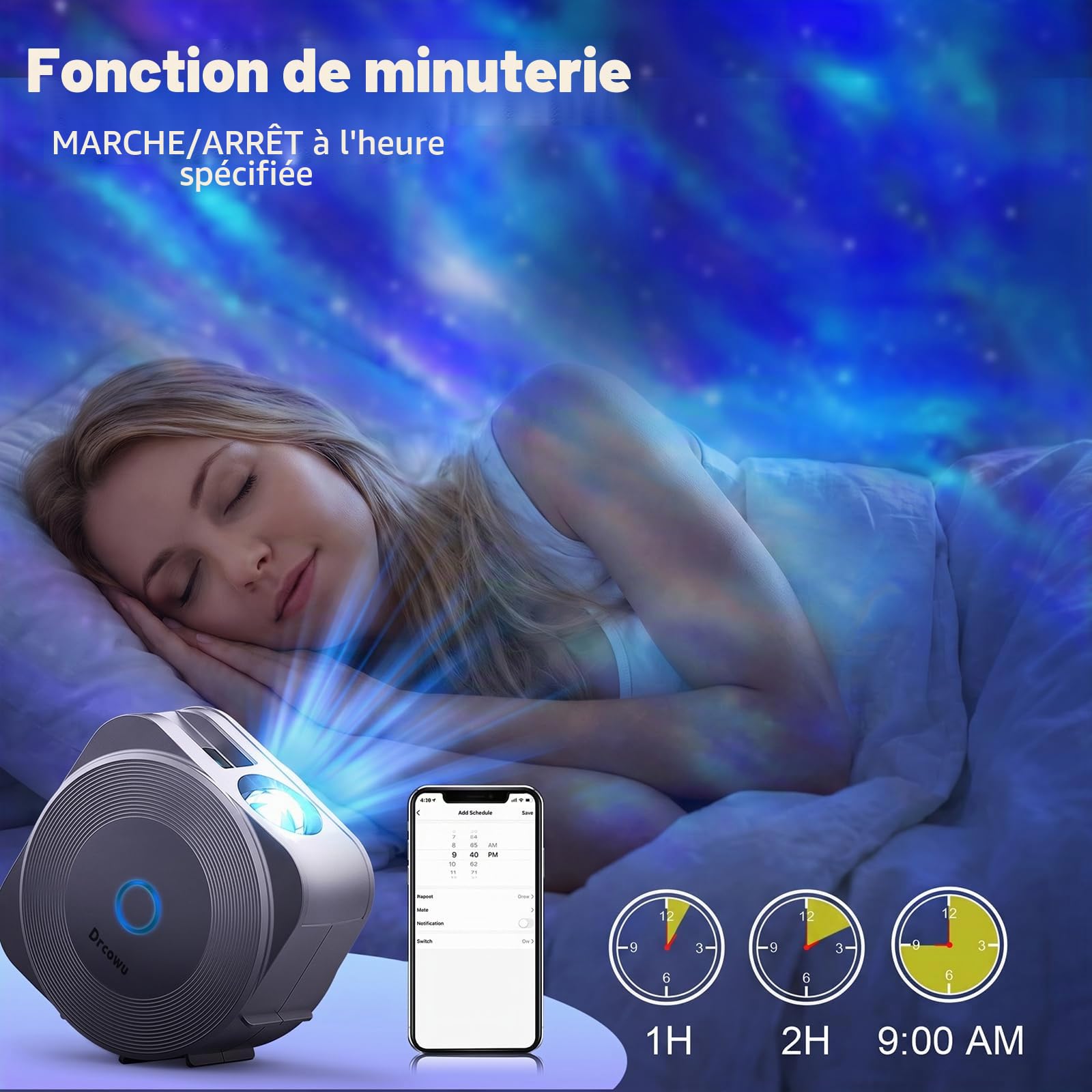 LED Galaxy Star Projecteur avec minuterie, Réglable pour Cadeau