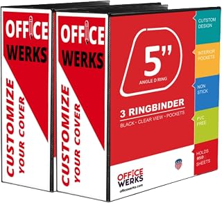 Extra-Large 3-Ring Binder | Heavy-Duty 5-Inch D-Ring Office Organizer | Crystal Clear Overlay View Binder | Archival-Grade Legal Storage | Holds 950+ Sheets | Interior Pockets | Pack of 2