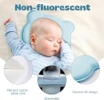 Memory Cotton Baby Pillow, Portable Cartoon Bear Soft and Cozy Pillow, Breathable Bedding Set for Infants for Small Boys and Girls,Green