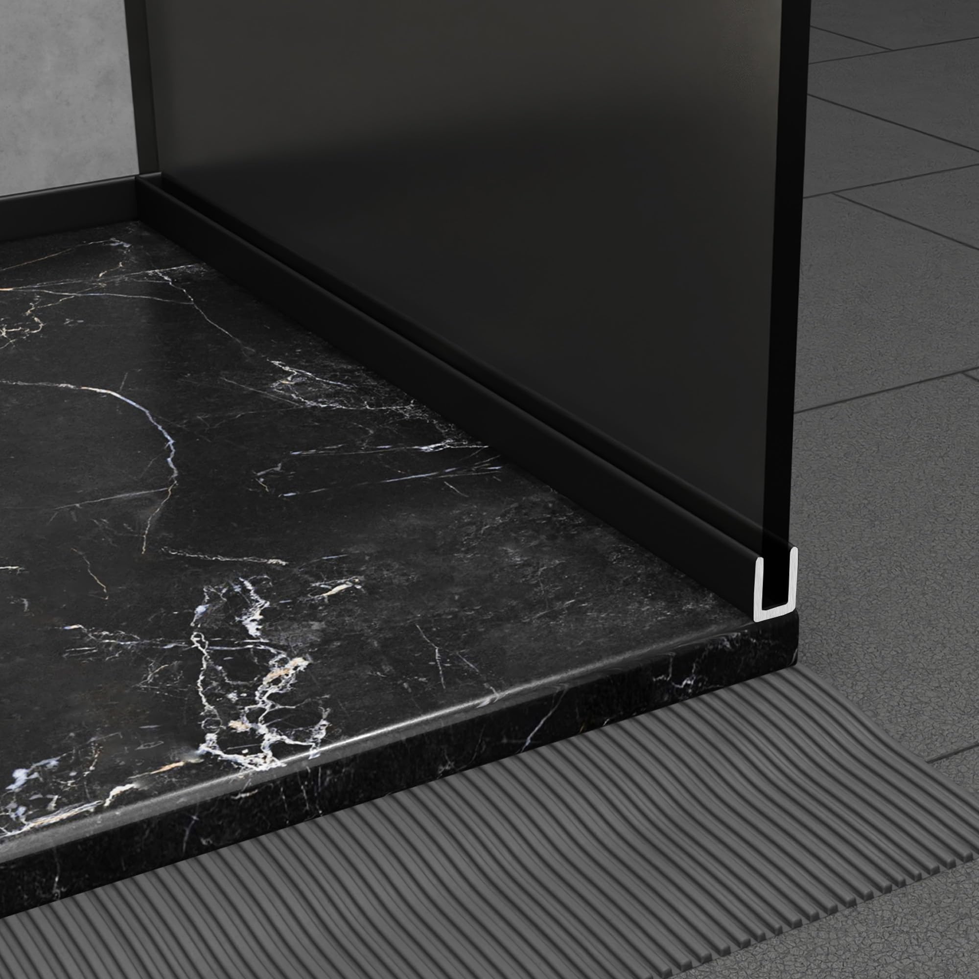 CRL Matte Black Frameless Shower Door Aluminum Deep U-Channel for