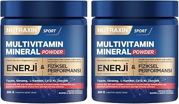 Nutraxin Multivitamin Mineral Complex – 12 Temel Mineral İçeren Günlük Destek – 300g – Vegan – Şekersiz ve Glutensiz (2 paketi)