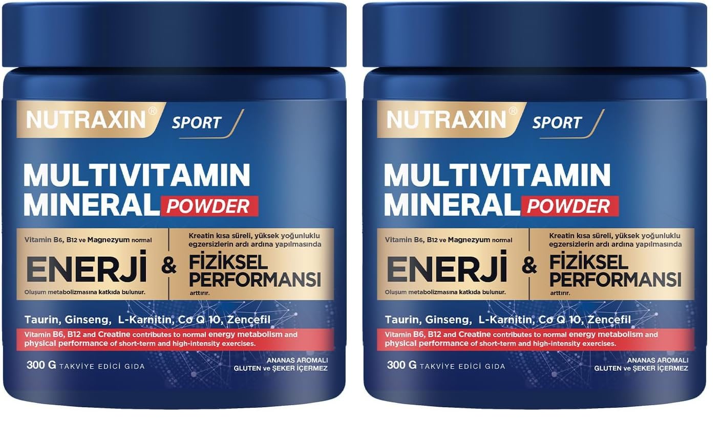 Nutraxin Multivitamin Mineral Complex – 12 Temel Mineral İçeren Günlük Destek – 300g – Vegan – Şekersiz ve Glutensiz (2 paketi)